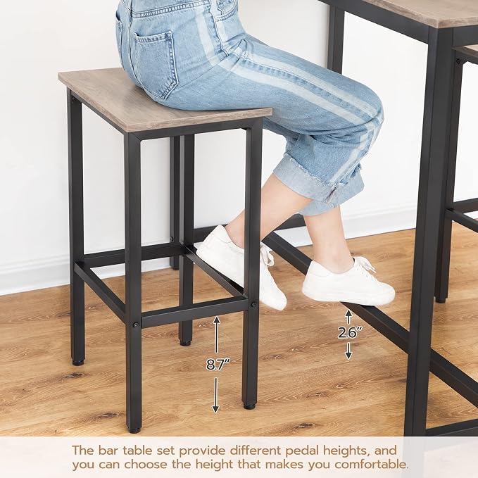HOOBRO Bar Table and Chairs Set, 47.2” Rectangular Pub Table - Image 6