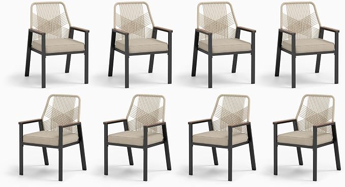 Patio Wicker Chair Sets of 8, Outdoor Dining Chairs by MIXPATIO
