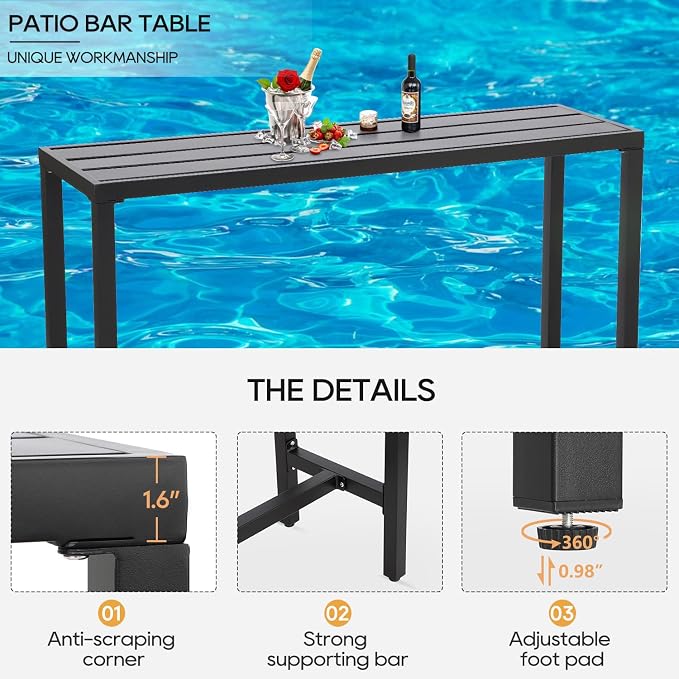 Outdoor Bar Chairs and Table, Metal Patio Bar Set, 7 Piece Set - Image 2