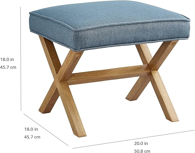 Amazon Brand – Rivet Mid-Century Modern X Stool Ottoman Chair, Indigo - Image 3