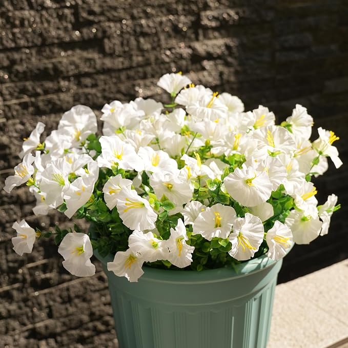 Artificial Flowers for Outdoors, UV Resistant Fake Silk Morning Glory, - Image 6