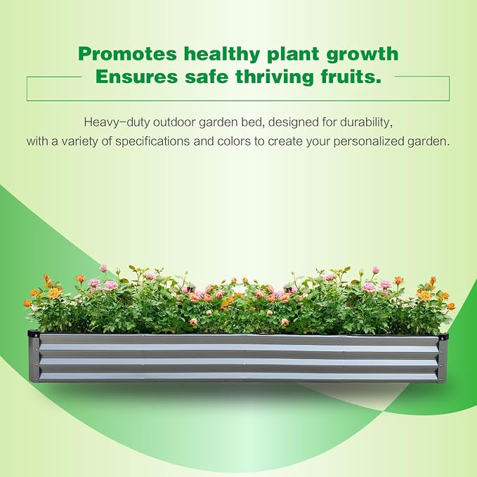 GARDMAX 8x4x1FT Galvanized Raised Garden Bed Kit, Metal Planter Boxes Outdoor - Image 4