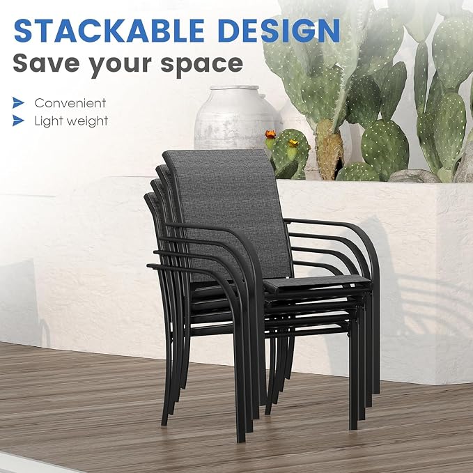 VICLLAX 5 Pieces Patio Dining Set, Outdoor Furniture Set Includes 41.2" Round - Image 4