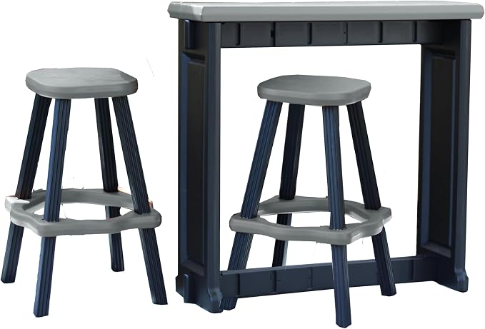Single Bar Set Includes 2 Barstools Deep Grey Top & Black Base Ideal by LeisureAccents