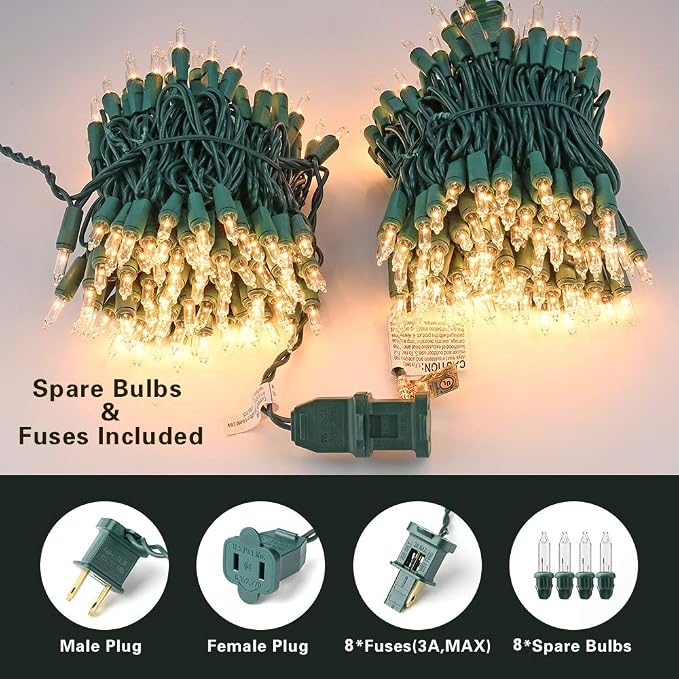 BrizLabs 600 Count Christmas Lights, 139.2ft Soft White Incandescent String - Image 4