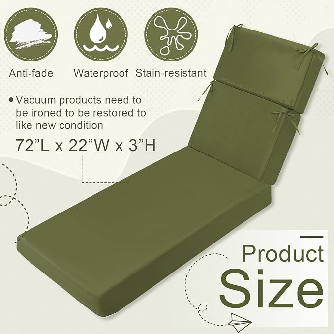 1 Pcs Indoor Outdoor Chaise Lounge Cushions Sponge Bench Outdoor Furniture - Image 2