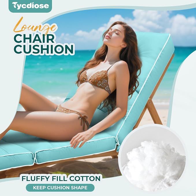 Outdoor Chaise Lounge Chair Cushion, Waterproof Non-Slip Patio Chaise Lounge - Image 3
