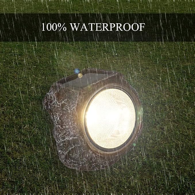 EiGreen 4 Pack Solar Garden Rock Lights Outdoor Decorative, 10 LED Waterproof - Image 6