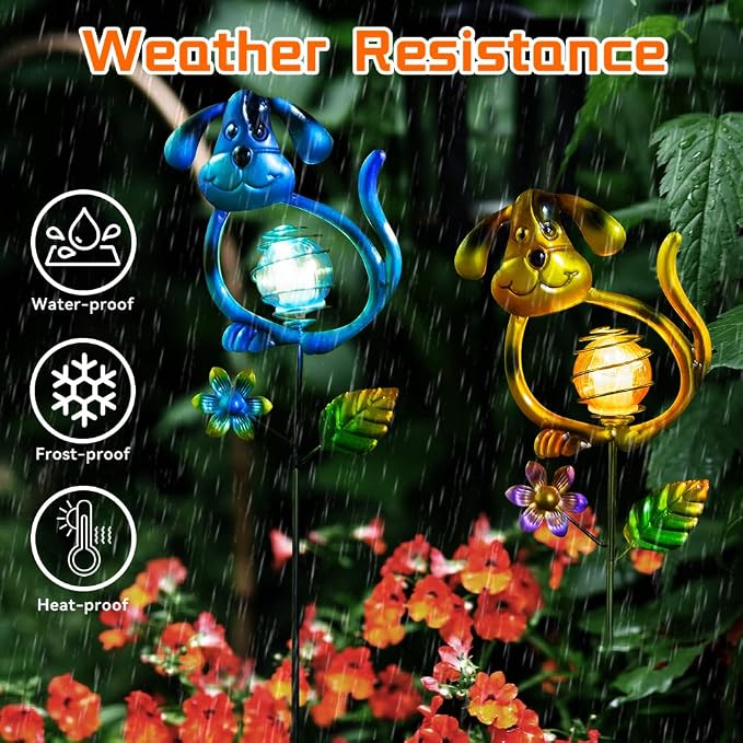 Solar Outdoor Garden Lights, 27.4''H Solar Dog Statues Outdoor Lights, - Image 5