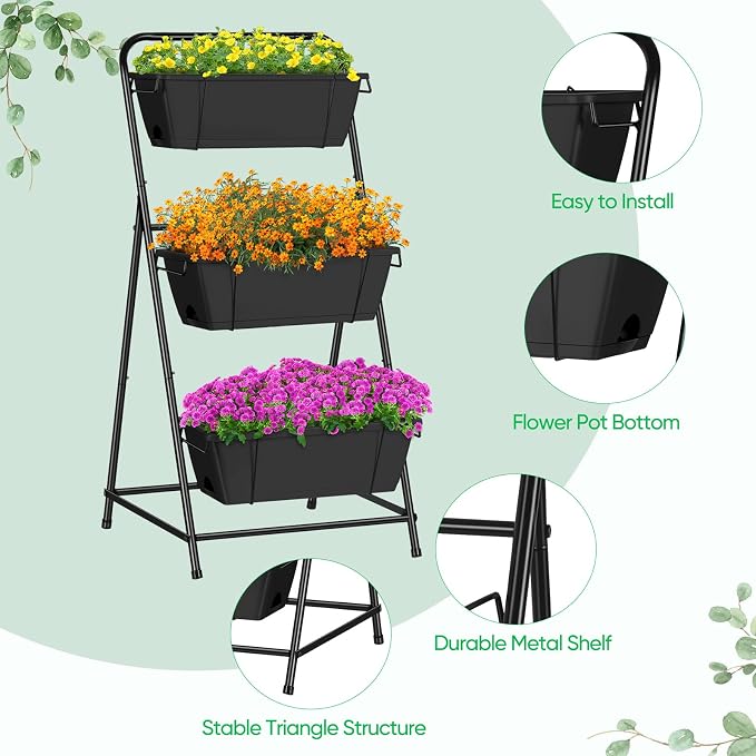 Raised Garden Bed 3 Tier Vertical Garden Planter Elevated Planter Boxes Outdoor - Image 4