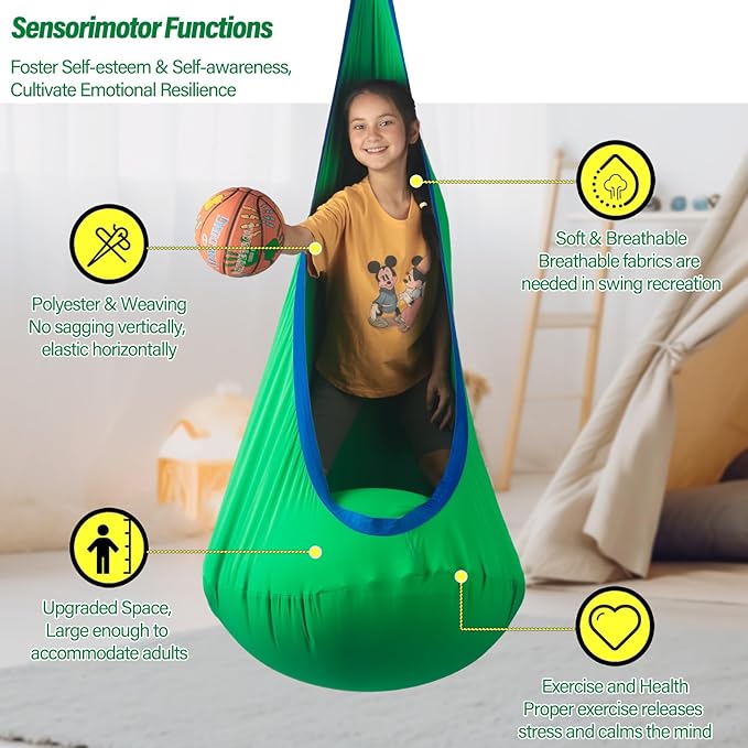 Kids Pod Swing Seat, Max 300 Lbs, Child Sensory Swing Chair Indoor & Outdoor - Image 5