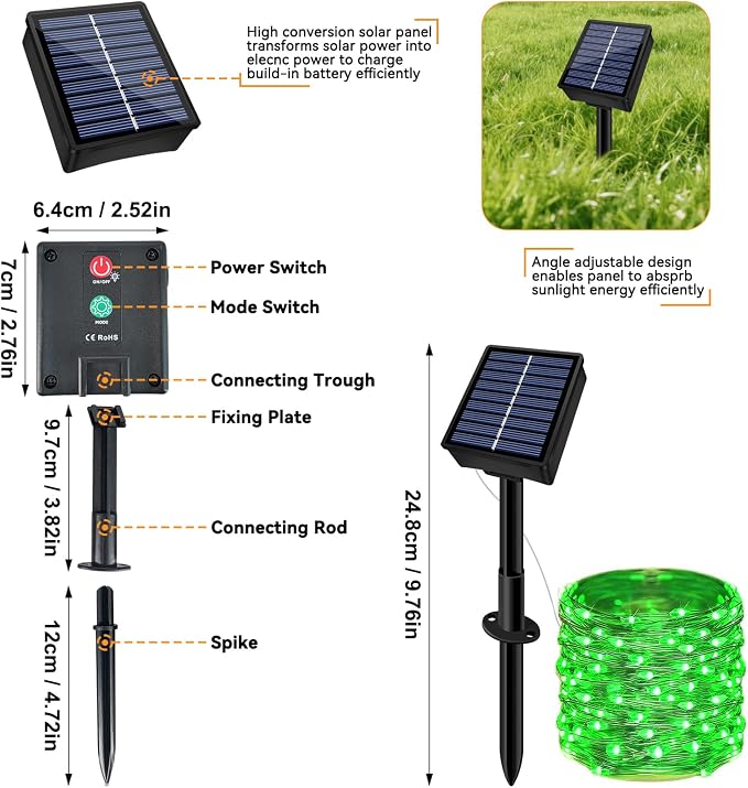 Solar String Lights Outdoor Waterproof 2 Pack Total 66ft 200LED 8 Modes Twinkle - Image 7