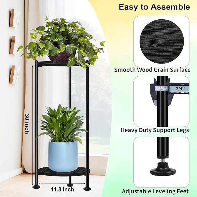 Plant Stand Indoor Outdoor, Heavy Duty Indoor Plant Shelf, 2 Tier Display Rack - Image 3