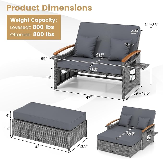 Tangkula Patio Rattan Daybed - Image 4