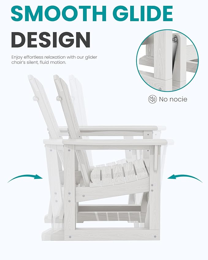 SERWALL Outdoor Glider Chair Set of 4, HDPE Wood-Like Patio Glider Rocker - Image 5