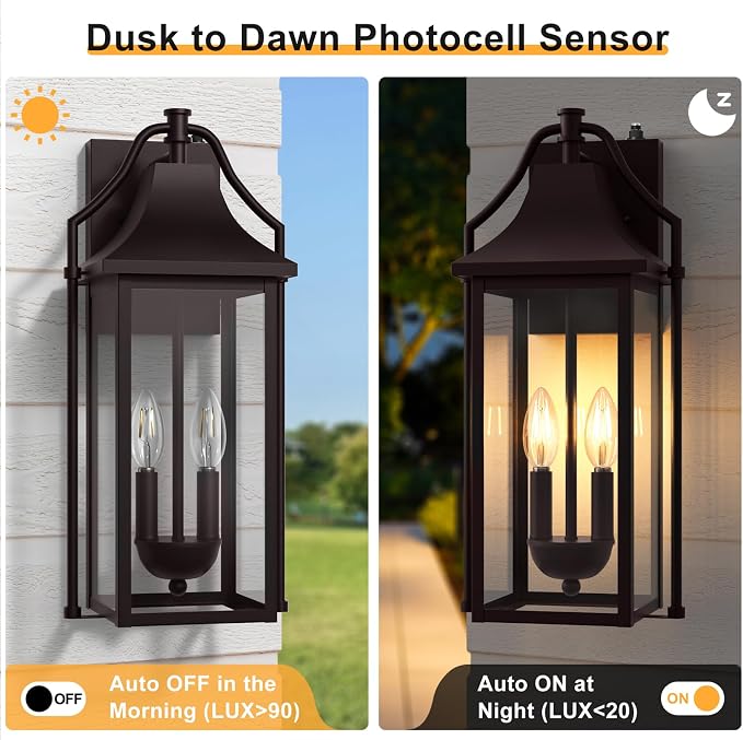  Outdoor Wall Sconce Fixtures, Dusk to Dawn Patio Lights Waterproof - Image 9