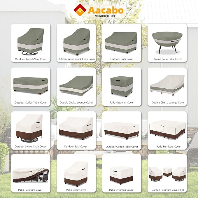 Patio Furniture Covers Set, 4-Piece 600D Heavy Duty Waterproof Outdoor - Image 3