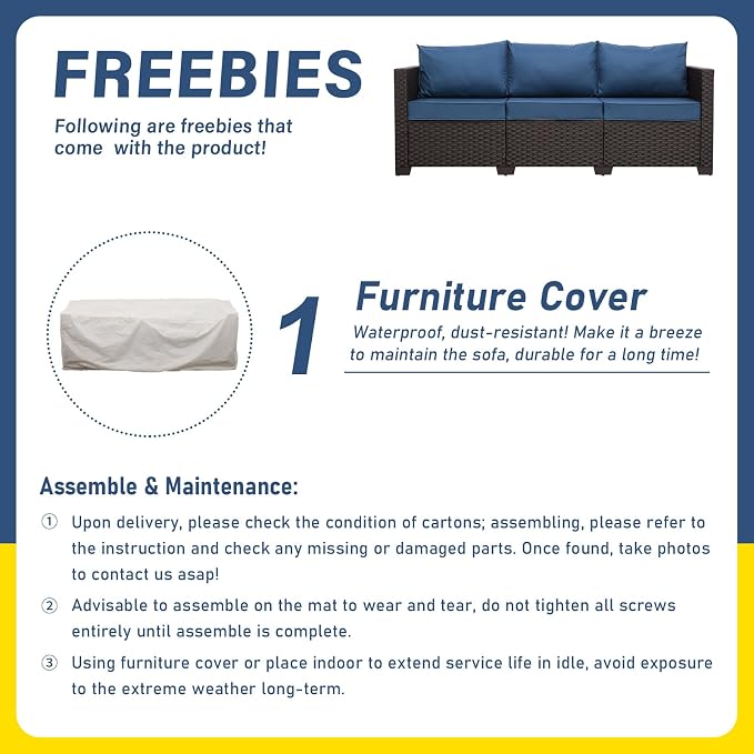 Outdoor Couch Wicker Patio Furniture 3-seat Sofa Outdoor Furniture Deep Seat - Image 7