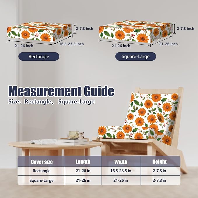 8Pcs Square Large + Rectangle Stretch Patio Cushion Covers, Couch & Sofa - Image 2