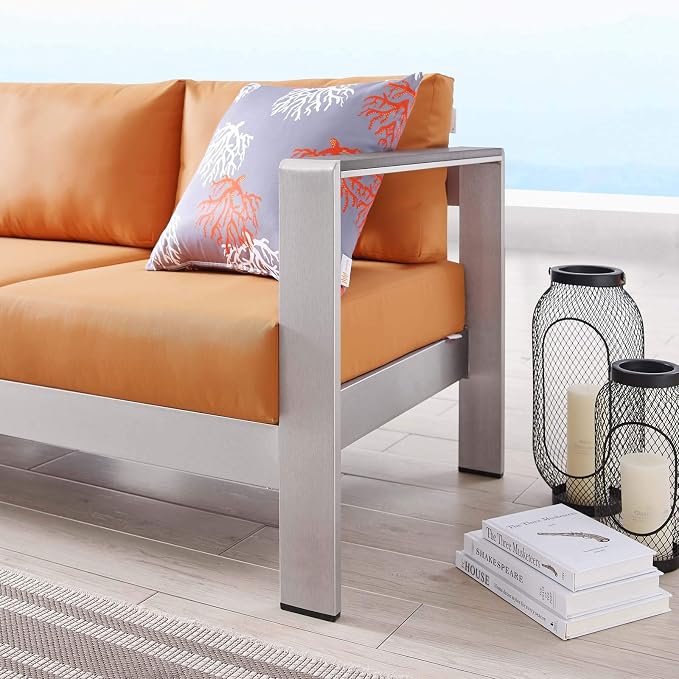 Modway Shore Aluminum Metal Outdoor Patio Sofa - Image 8