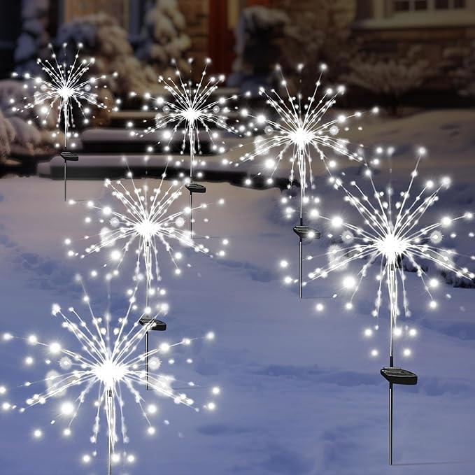Solar Garden Firework Lights Outdoor Waterproof, 2 Pack Solar Powered Art Stake - Image 2