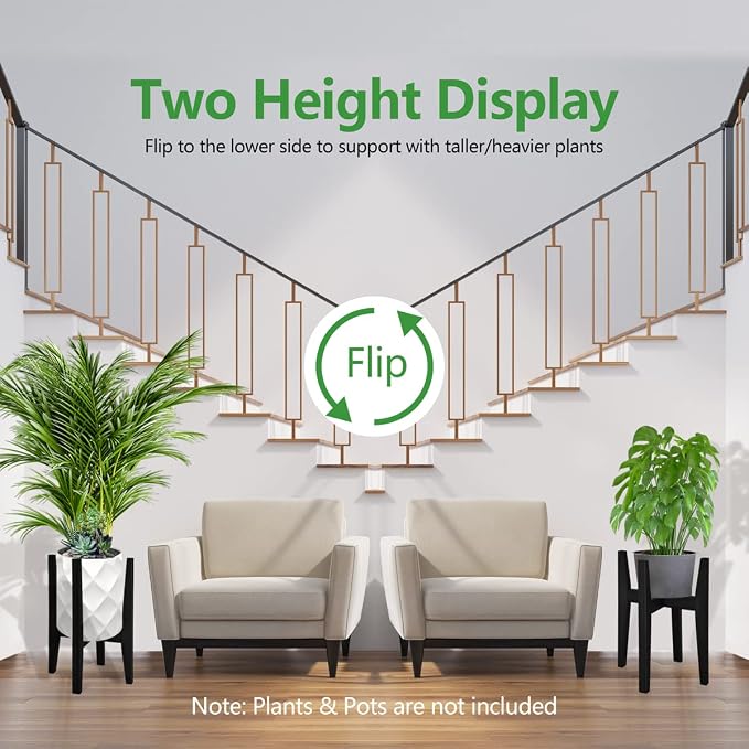 OERGKE 2 Pack Plant Stand Indoor, Adjustable Bamboo Mid Century Modern Plants - Image 4