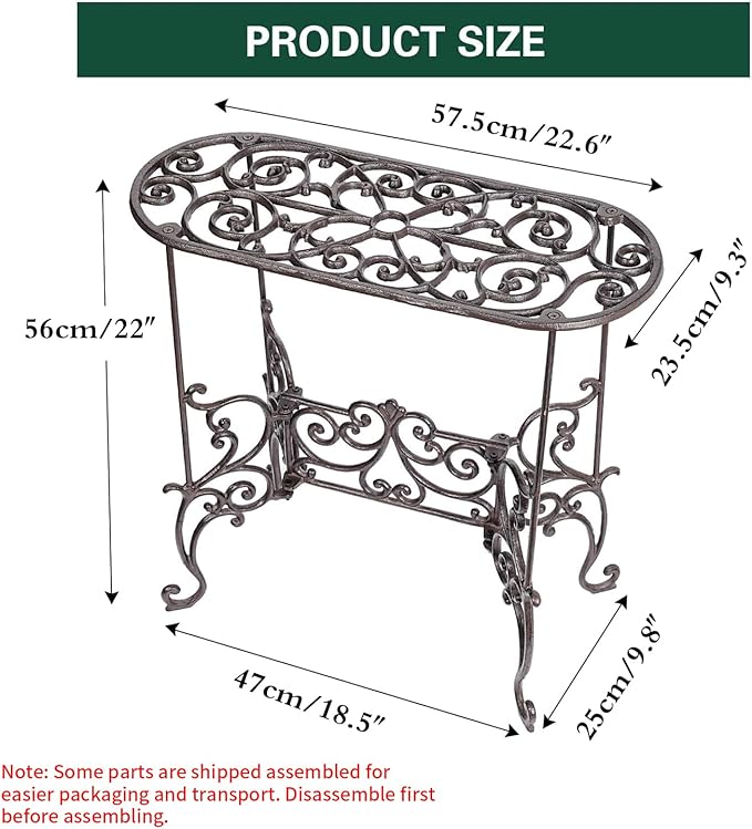 Sungmor Heavy Duty Cast Iron Potted Plant Stand Garden Table - Image 3