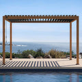 MIRADOR 111S Takasho Louvered Pergola 10x13 Wood Grain Outdoor Aluminum Pergola by Mirador