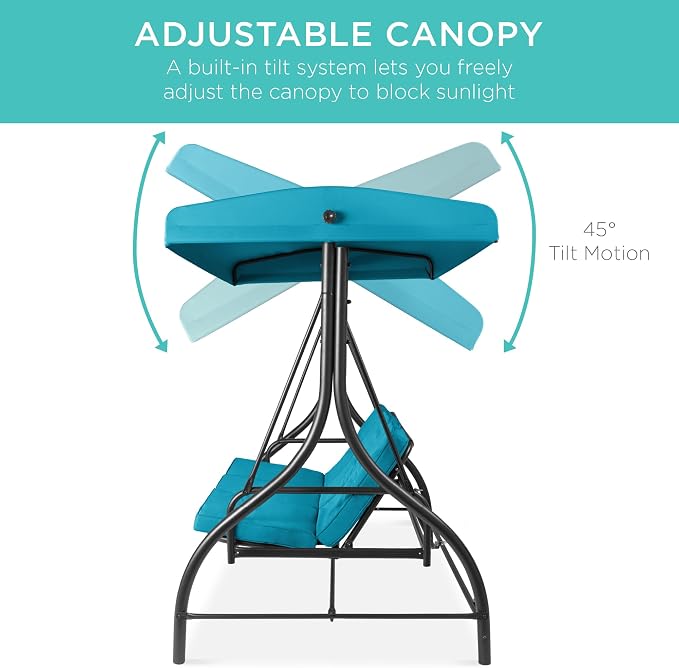 Best Choice Products 3-Seat Outdoor Large Converting Canopy Swing Glider - Image 5