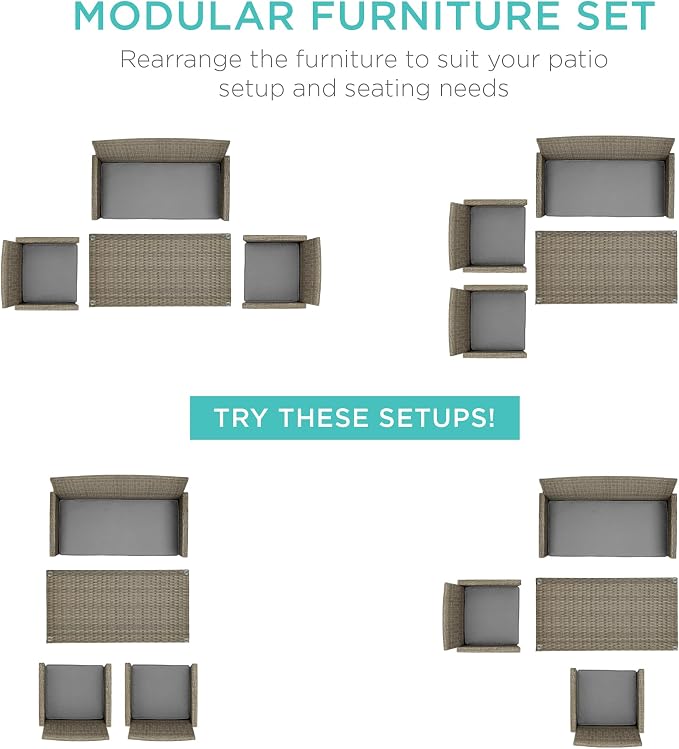 Best Choice Products 4-Piece Outdoor Wicker Patio Conversation Furniture Set - Image 2