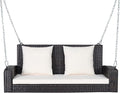 RELAX4LIFE Porch Swing 2-Seat Patio Rattan, Wicker Porch Swings Outdoor W/Two by RELAX4LIFE