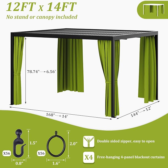 Gazebo Universal Replacement Privacy Curtain, 4-Panels Sidewall Curtains - Image 2