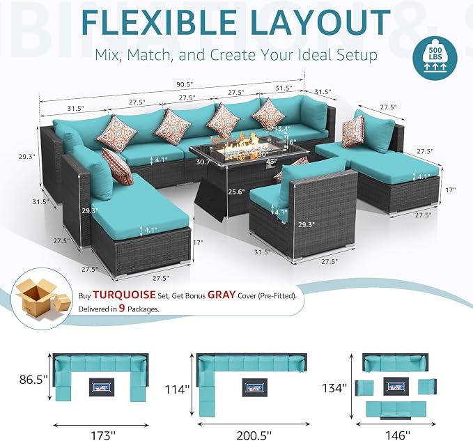 NICESOUL 11 Piece Outdoor Furniture Sets - Image 6