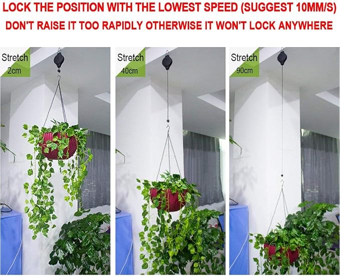 Pack Plant Hook Pulley, Retractable Plant Hanger Easy Reach Hanging Flower - Image 6