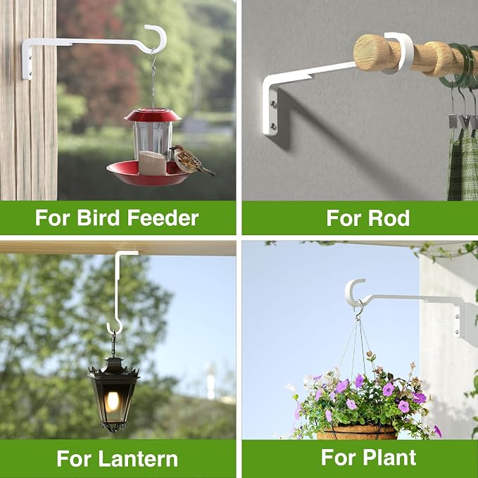 8 Inch 2 Pack White Heavy Duty Outdoor Plant Hangers, Iron Hanging Plant - Image 2