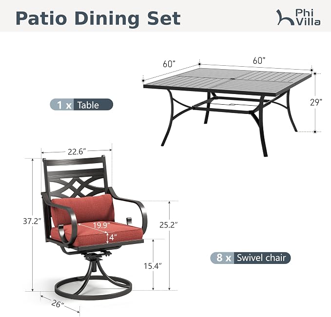 PHI VILLA 9 Pieces Outdoor Dining Set - Image 2