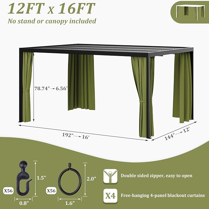 Gazebo Universal Replacement Privacy Curtain, 4-Panels Sidewall Curtains - Image 2