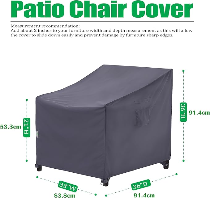 F&J Outdoors Patio Adirondack Chair Cover, Waterproof UV Resistant Heavy Duty - Image 2