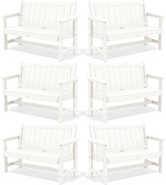 SERWALL Outdoor Bench, HDPE Outdoor Benches Weatherproof, 2-Person Garden Bench by SERWALL