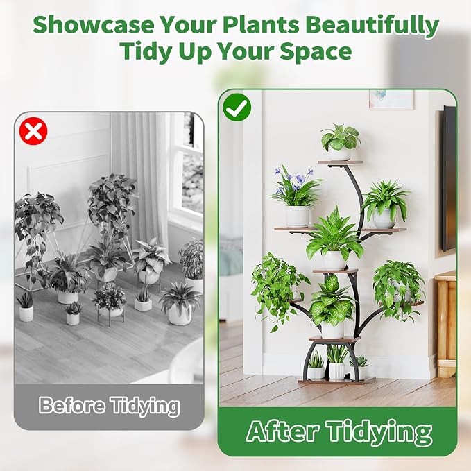CODACE Plant Stand Indoor with Grow Lights, 6 Tiered Plant Shelf Indoor - Image 3