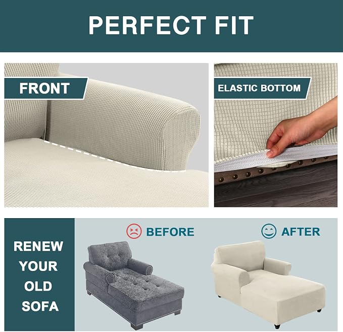 FantasDecor Chaise Lounge Cover Stretch Chair Lattice Slipcover - Image 6