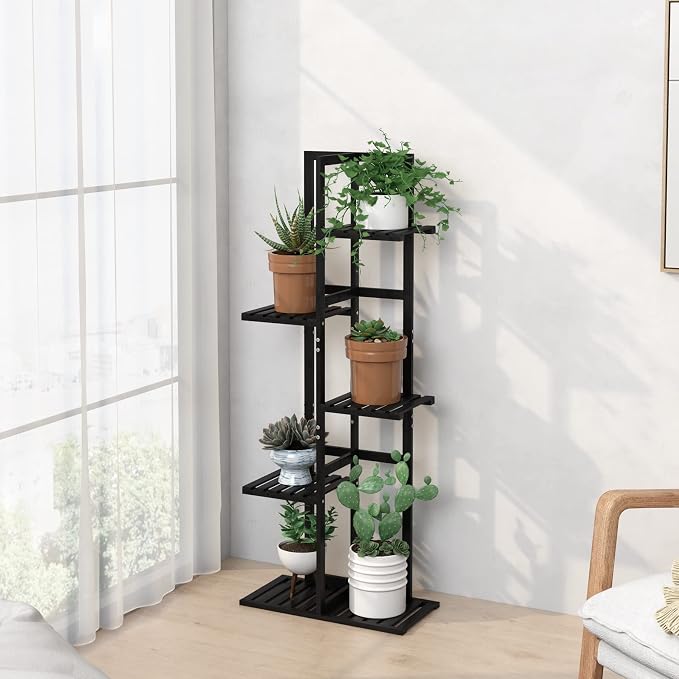 Laiensia 5 Tier Bamboo Plant Stand Rack 6 Potted Multiple Flower Pot Holder - Image 3