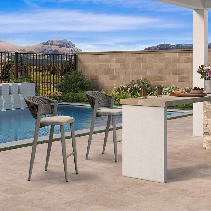 PURPLE LEAF Set of 2 Bar Stools Outdoor Barstools - Image 2