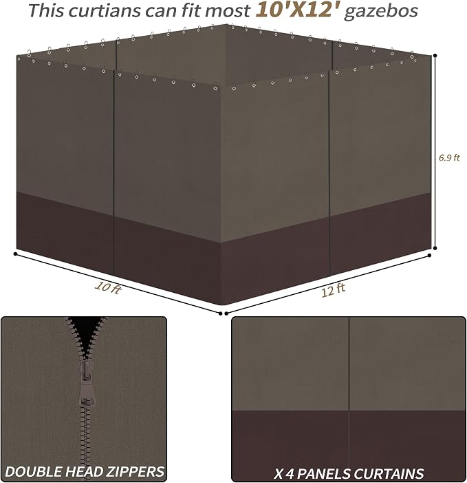 Gazebo Privacy Curtains 10' x 12' - Image 3