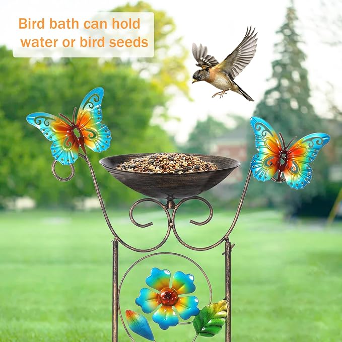 LEWIS&WAYNE Garden Trellis Bird Bath Outdoor, 40 Inch Antique Iron Garden Plant - Image 5