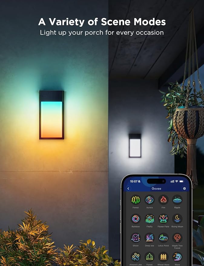 Govee Outdoor Wall Light, 1500LM Smart RGBIC Porch Lights Outdoor - Image 5
