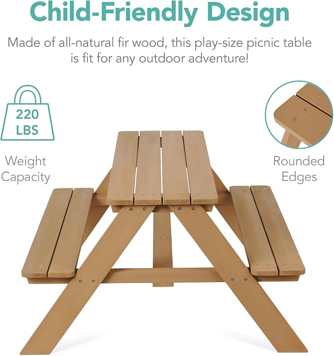 Best Choice Products Wooden Kids Picnic Table - Image 5