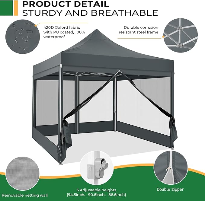 COBIZI 10x10 Heavy Duty Pop Up Canopy - Image 2
