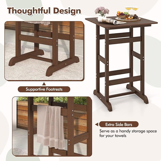 Giantex 42" Height Outdoor Tall Bar Table, HDPE Square Pub Tables - Image 6