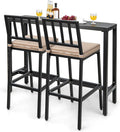 COSTWAY 3 Piece Outdoor Patio Bar Set, Metal Bar Table and Chairs Set by COSTWAY